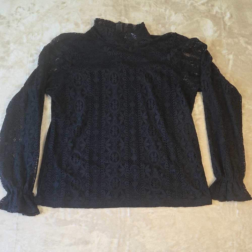 Libby Edelman Black Lace Blouse